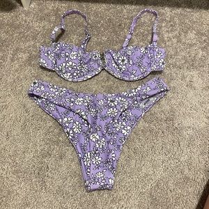 SHEIN bathing suit purple floral